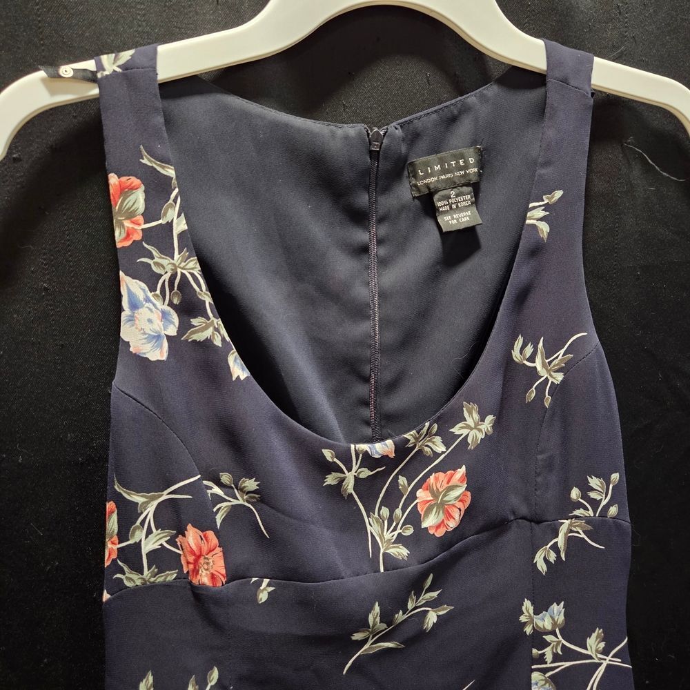 Limited VTG Floral Navy Mini Dress A Line Sleeveless Cottagecore Sundress 90s